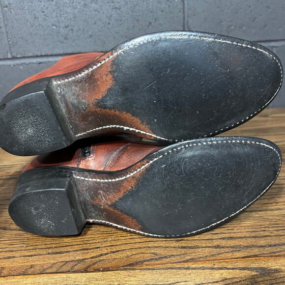 Vintage Acme Men’s 11.5D Brown Leather Zip Western Ankle Boots Made In USA - Picture 5 of 9